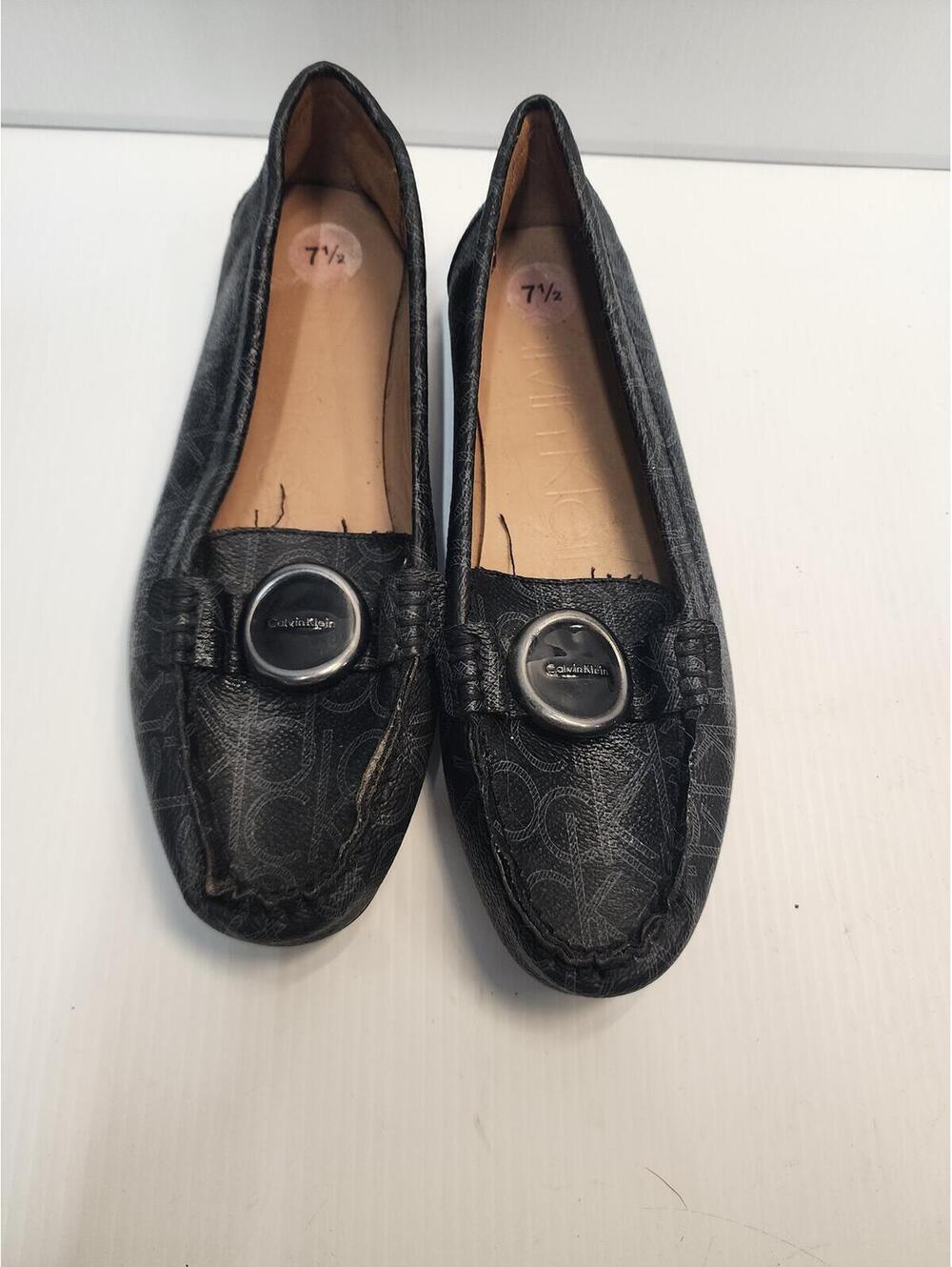 Calvin Klein Black Logo Print Loafers Size 7.5